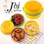 Burger Shape Double Layer Plastic Lunch Box with Spoons