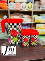 Printed Jug Glass Set 1 Jug 6 Glass