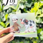 Dtf Cute Muslim Boy Walking with a Cow Print