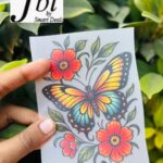 Dtf Beautiful Butterfly And Flowers Print