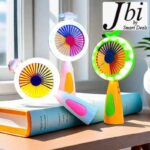 Chargable Hand Held Fan With Ring Light