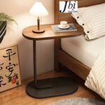 Oval C-Shaped Wooden Side Table - Image 3