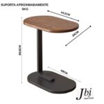 Oval C-Shaped Wooden Side Table - Image 2
