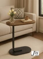 Oval C-Shaped Wooden Side Table - Image 5