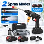 48V Cordless High Pressure Washer | Double Battery Portable Car & Bike Cleaning Water Spray Gun